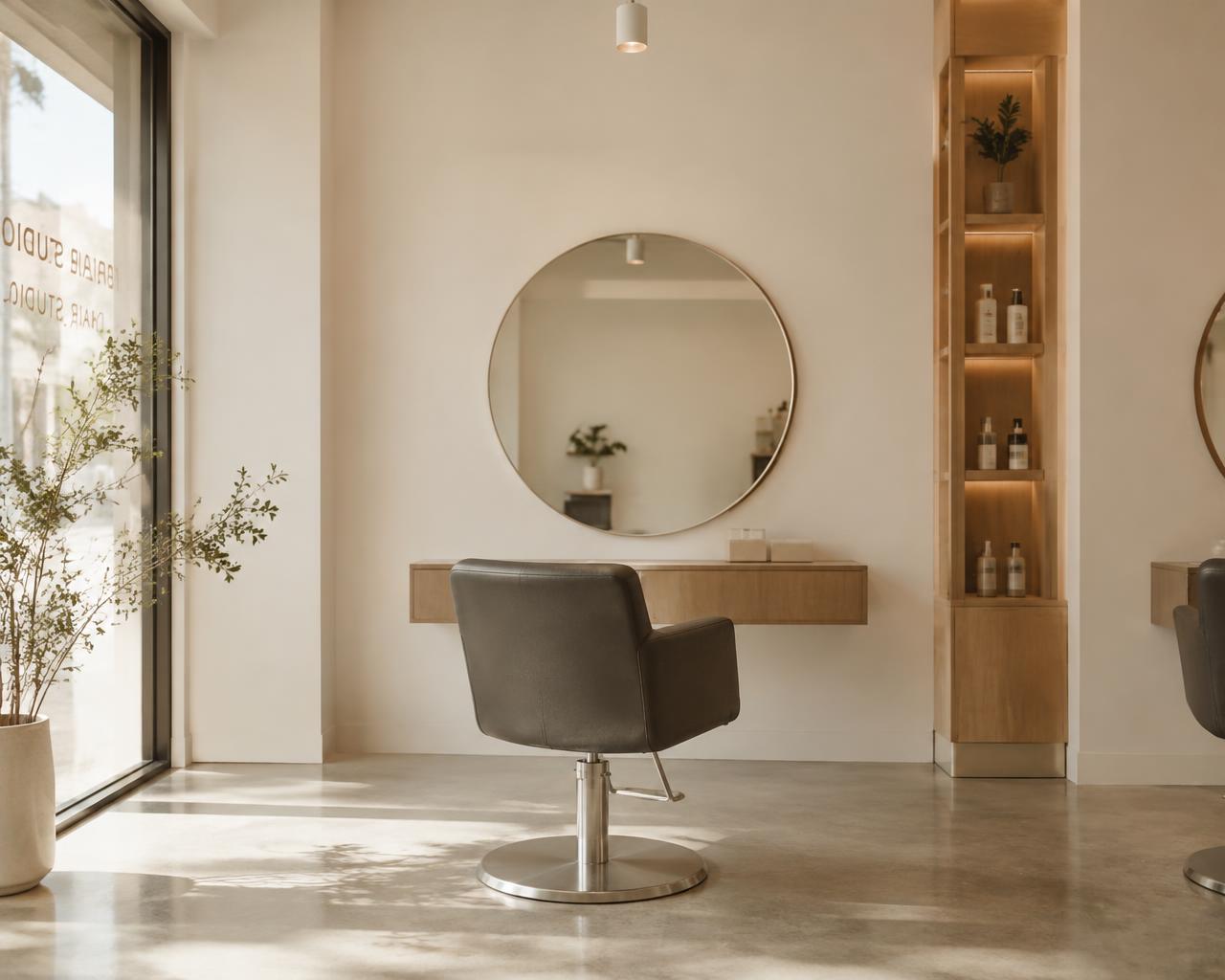 Interno di salone luminoso e minimale, immagine dimostrativa