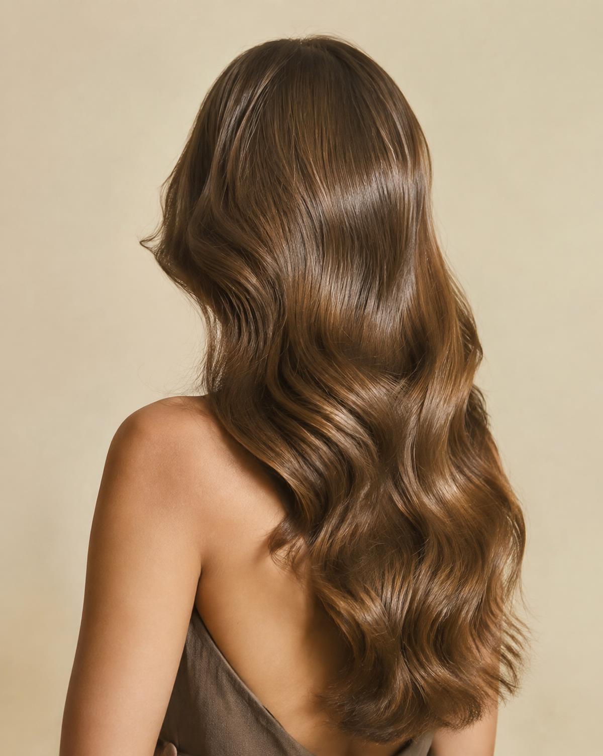 Capelli lunghi castani mossi, immagine dimostrativa